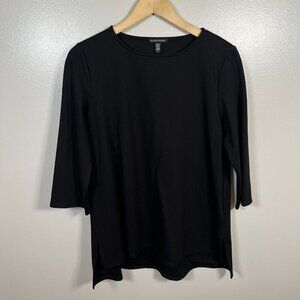 Eileen Fisher Ponte Tunic Top Size Small Black Minimal Lagenlook Stretch